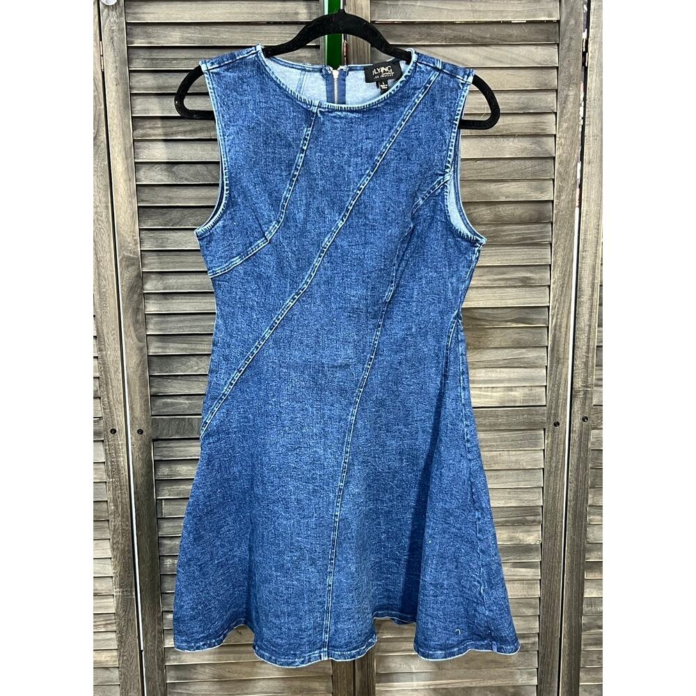 Flying Tomato Denim Mini Dress Large Sleeveless Fit & Flare NWOT - Picture 2 of 9